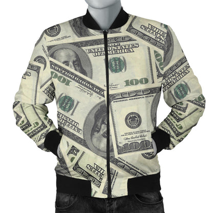 Dollar Pattern Print Design DO02 Men Bomber Jacket