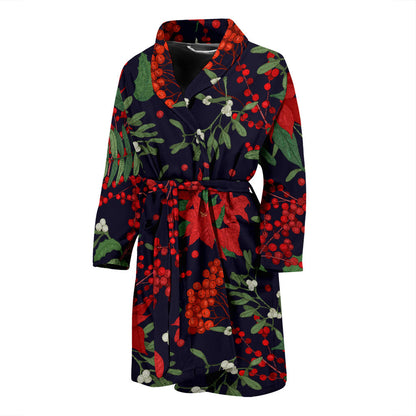 Poinsettia Pattern Print Design POT02 Men Bathrobe