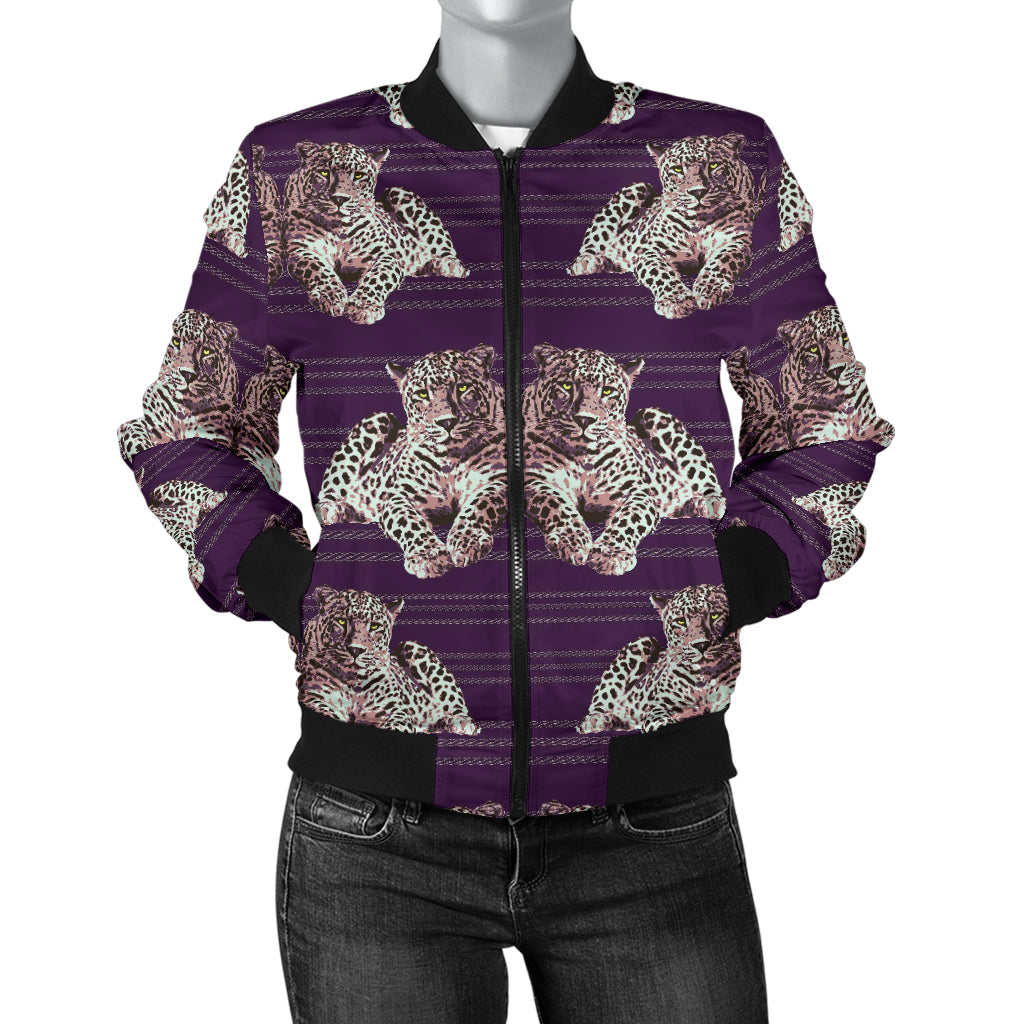 Leopard Pattern Print Design 01 Women's Bomber Jacket