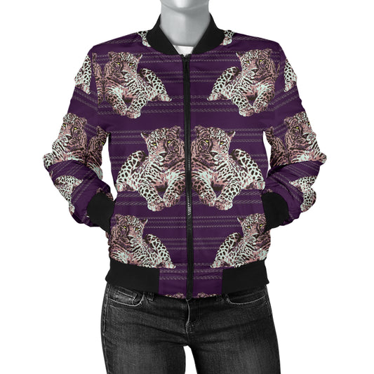 Leopard Pattern Print Design 01 Women's Bomber Jacket