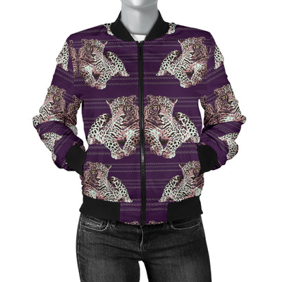 Leopard Pattern Print Design 01 Women's Bomber Jacket