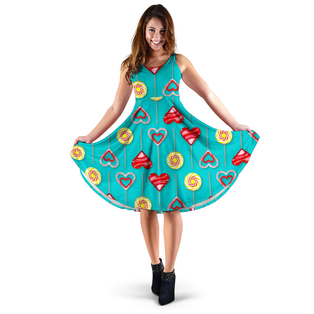 Lollipop Pattern Print Design LL06 Midi Dress