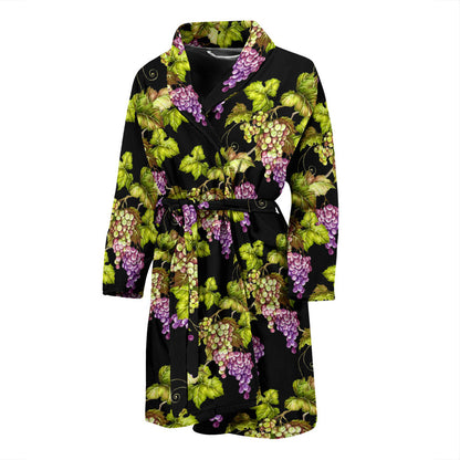Grape Pattern Print Design GP04 Men Bathrobe