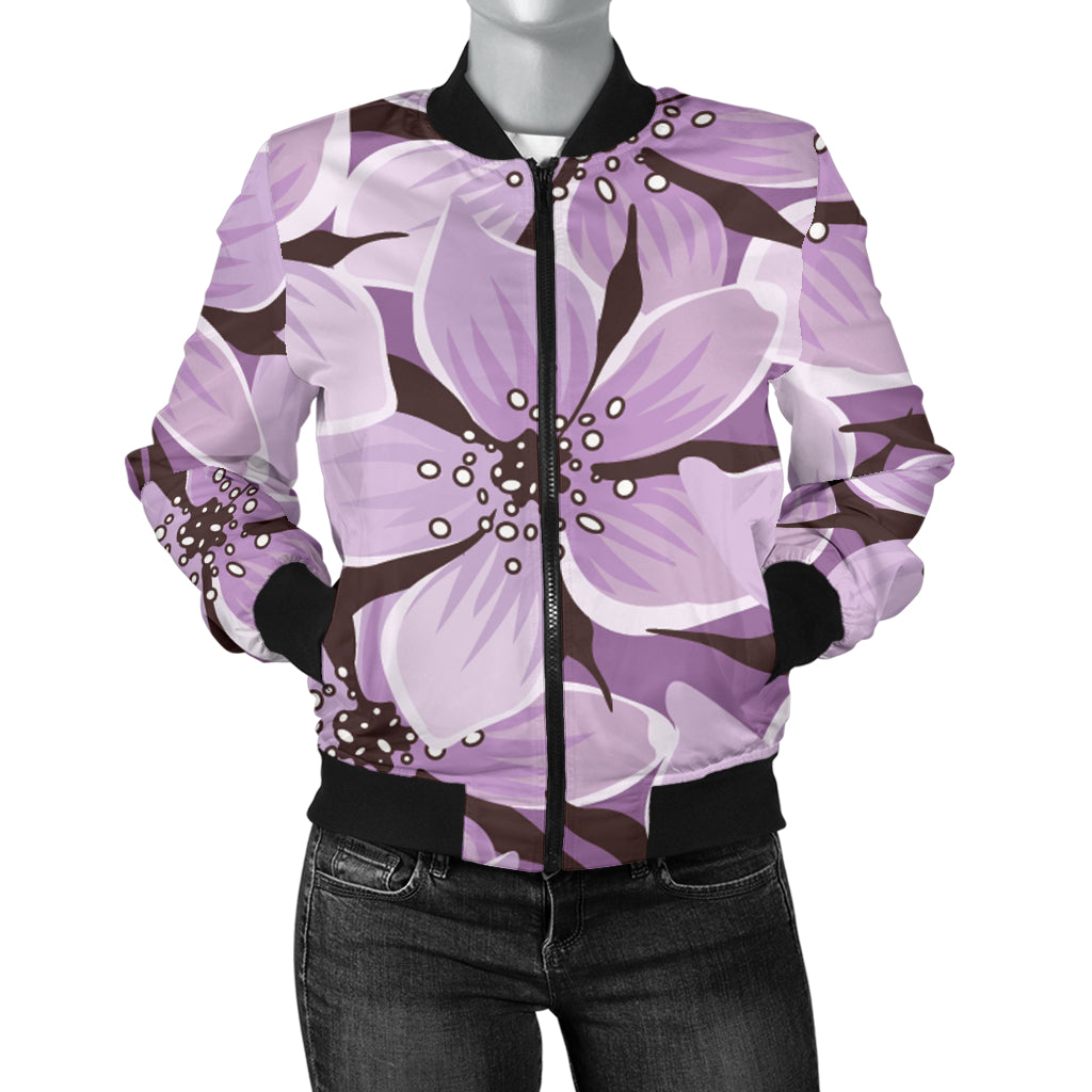 Lilac Pattern Print Design 01 Women's Bomber Jacket