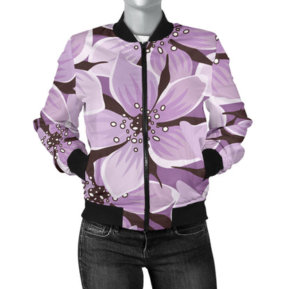 Lilac Pattern Print Design 01 Women's Bomber Jacket