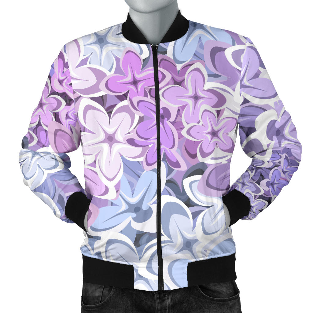 Lilac Pattern Print Design LI01 Men Bomber Jacket