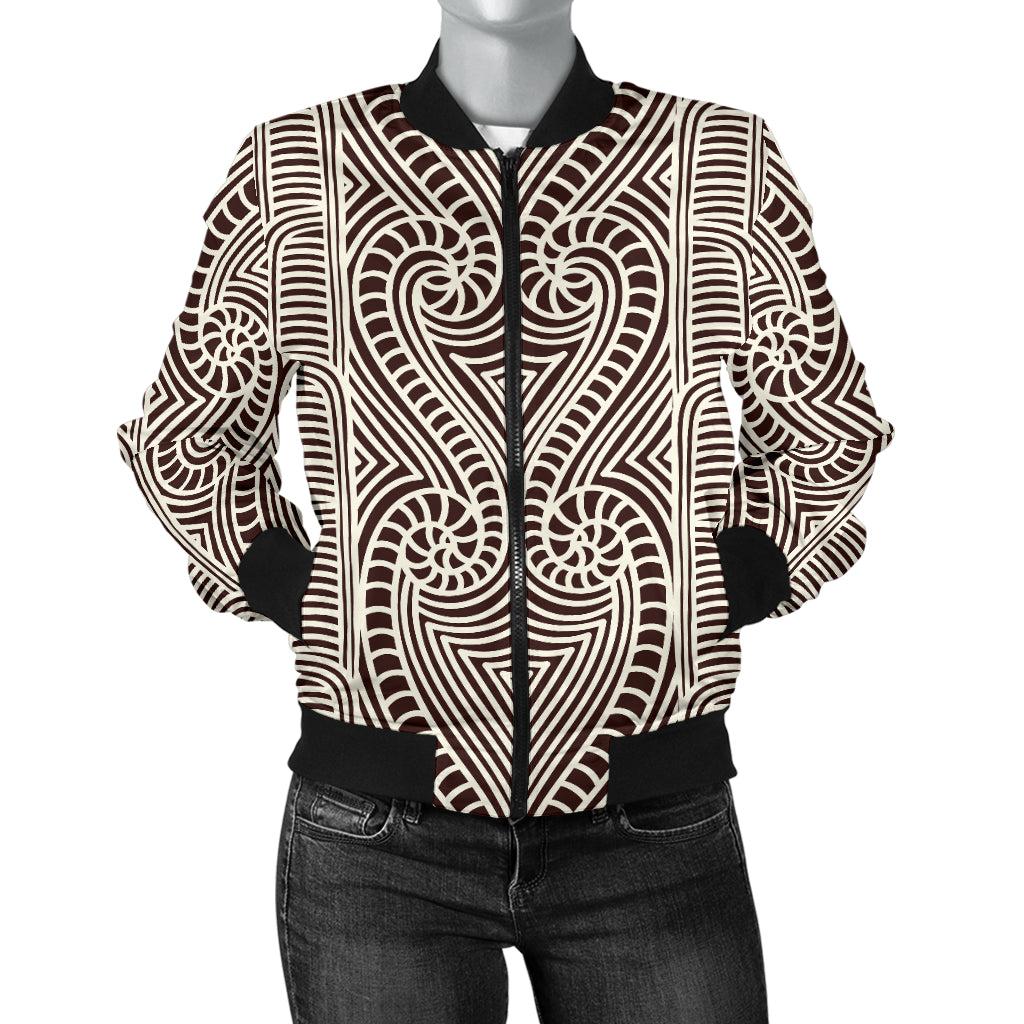 Maori Pattern Print Design 04 Women's Bomber Jacket