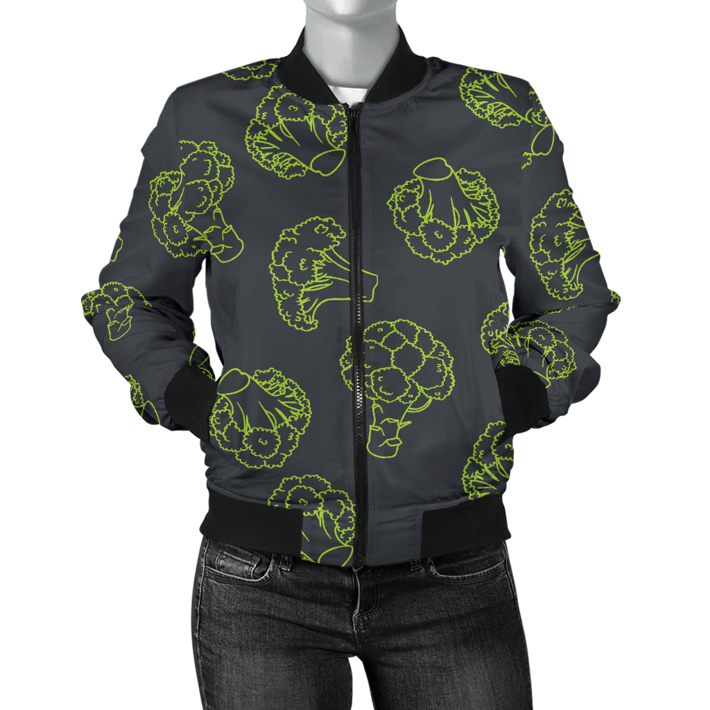 Broccoli Pattern Print Design 01 Women's Bomber Jacket