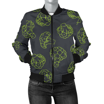 Broccoli Pattern Print Design 01 Women's Bomber Jacket