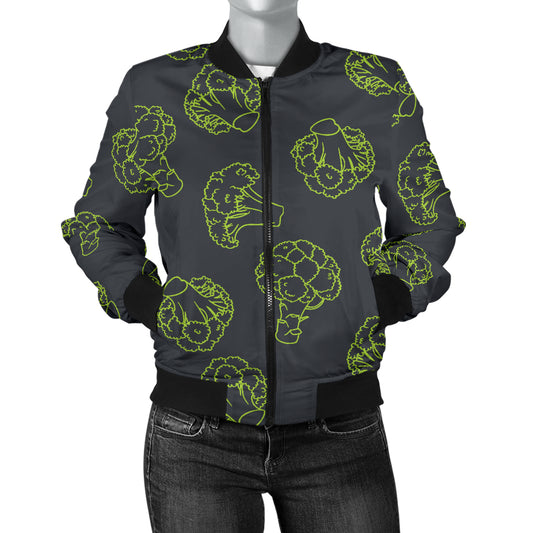 Broccoli Pattern Print Design 01 Women's Bomber Jacket