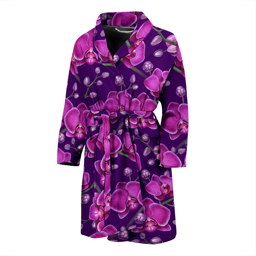 Orchid Purple Pattern Print Design OR02 Men Bathrobe