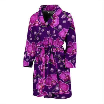 Orchid Purple Pattern Print Design OR02 Men Bathrobe