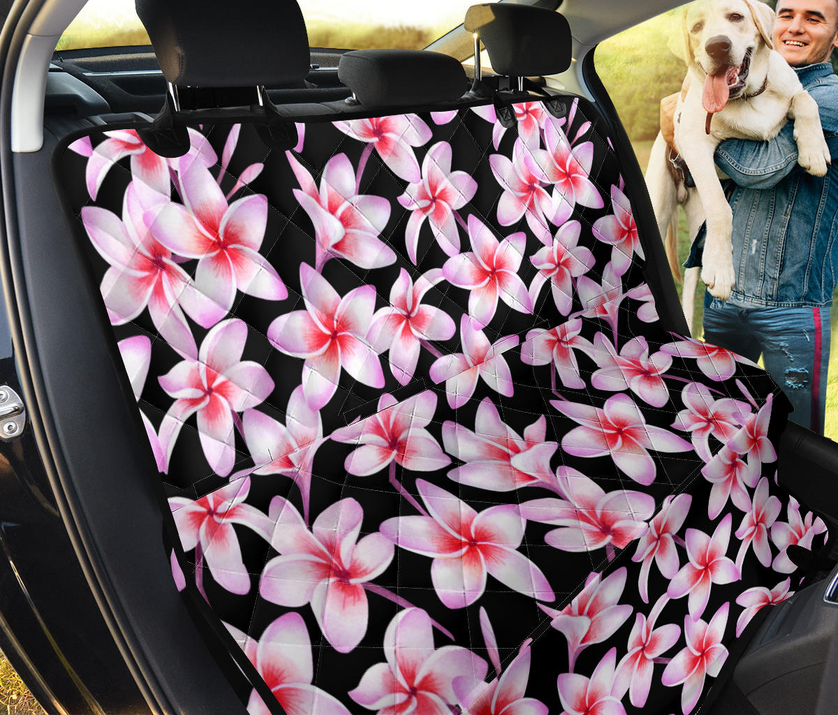 Pink Plumeria Pattern Print Design PM09 Rear Dog  Seat Cover