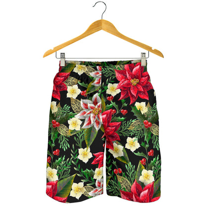 Poinsettia Pattern Print Design POT05 Mens Shorts