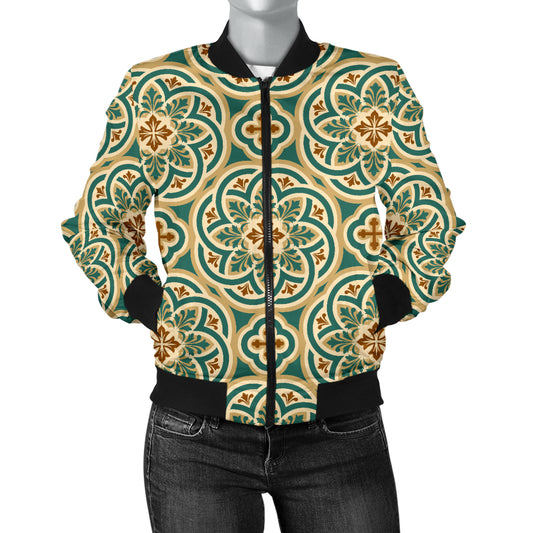 Cross Pattern Print Design 01 Women's Bomber Jacket