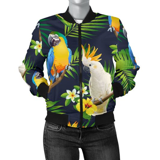 Parrot Pattern Print Design A03 Women's Bomber Jacket