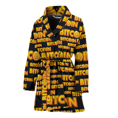 Bitcoin Pattern Print Design DO03 Women Bathrobe