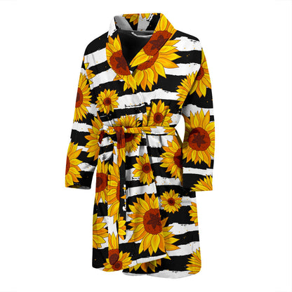 Sunflower Pattern Print Design SF010 Men Bathrobe