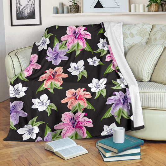 Lily Pattern Print Design LY02 Fleece Blanket