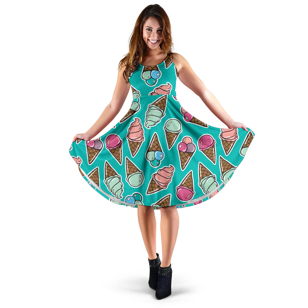 Ice Cream Pattern Print Design IC01 Midi Dress