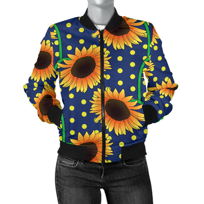 Sunflower Pattern Print Design SF03 Women Bomber Jacket