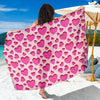 Heart Pink Pattern Print Design HE06 Sarong Pareo Wrap