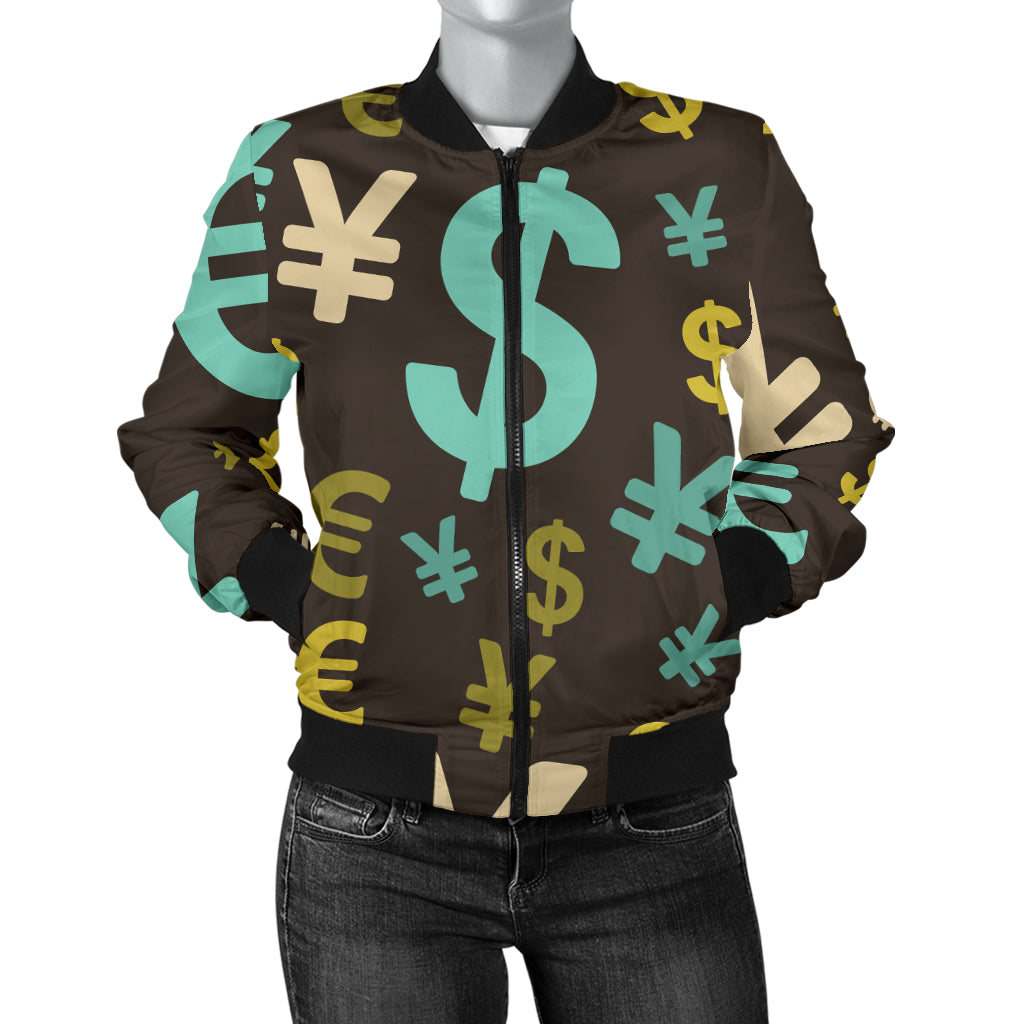 Money Pattern Print Design 01 Women's Bomber Jacket