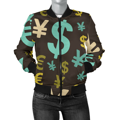 Money Pattern Print Design 01 Women's Bomber Jacket