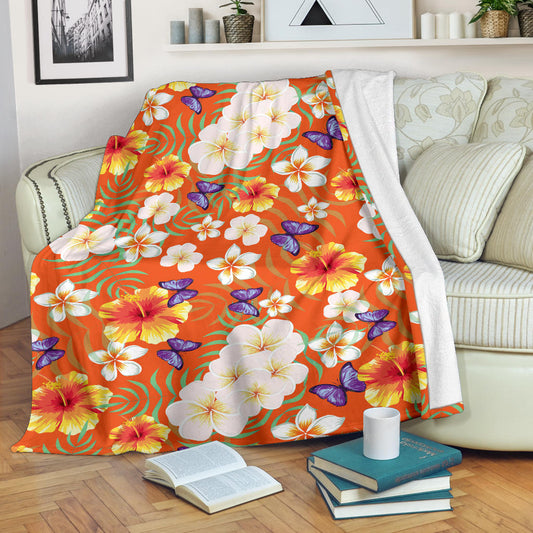 Tropical Flower Pattern Print Design TF027 Fleece Blanket