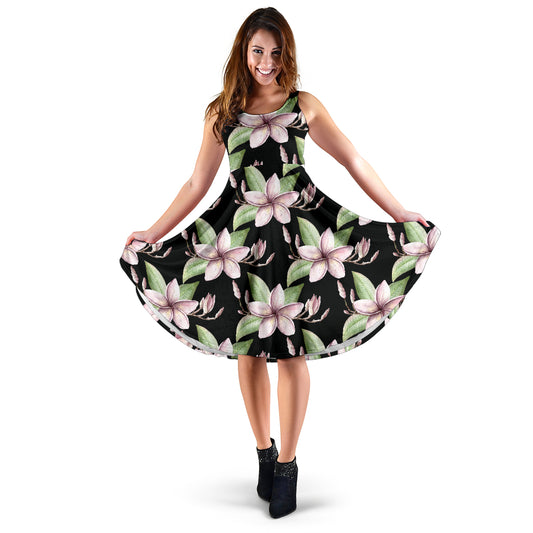 Plumeria Pattern Print Design PM02 Midi Dress