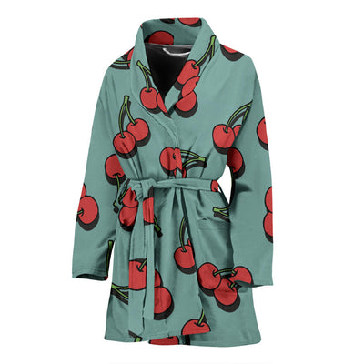 Cherry Pattern Print Design CH03 Women Bathrobe