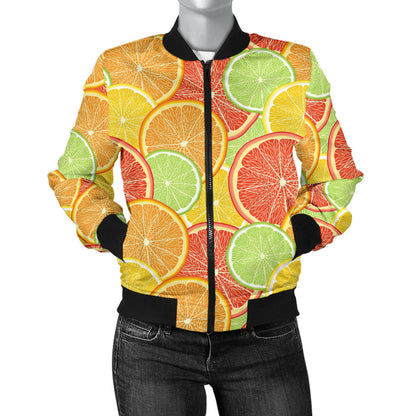 Grapefruit Pattern Print Design GF01 Women Bomber Jacket