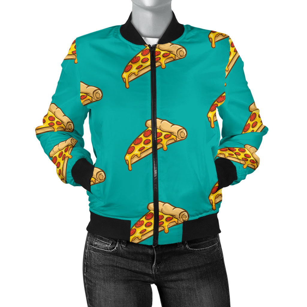 Pizza Pattern Print Design A03 Women's Bomber Jacket
