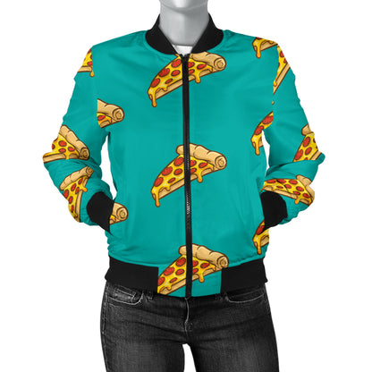 Pizza Pattern Print Design A03 Women's Bomber Jacket