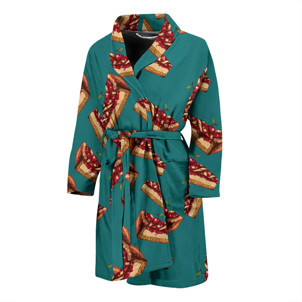Cheesecake Cherry Pattern Print Design CK03 Men Bathrobe