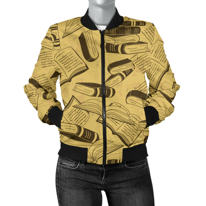 Book Pattern Print Design 02 Women's Bomber Jacket