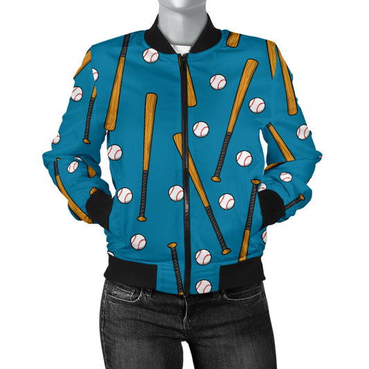 Baseball Pattern Print Design 01 Women's Bomber Jacket