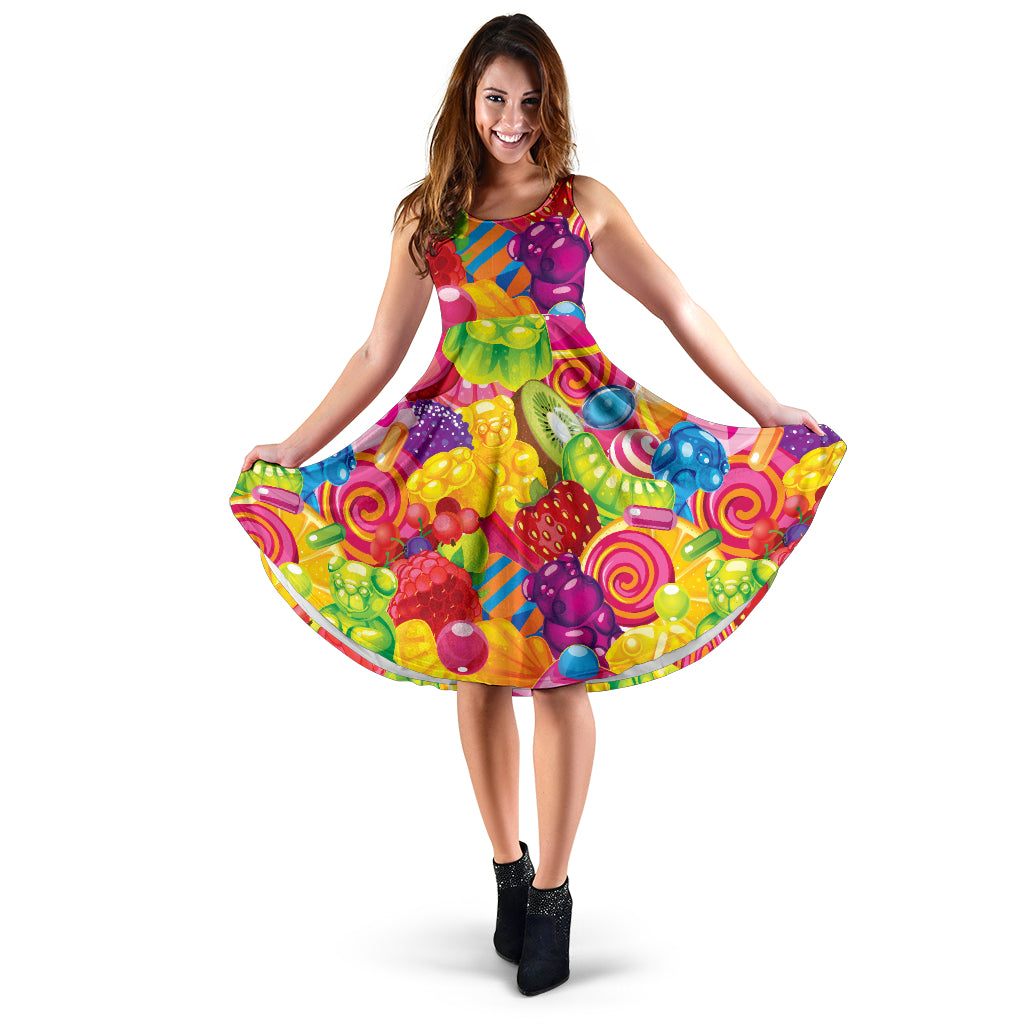 Candy Pattern Print Design CA01 Midi Dress