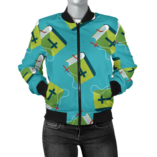 Bible Pattern Print Design 01 Women's Bomber Jacket