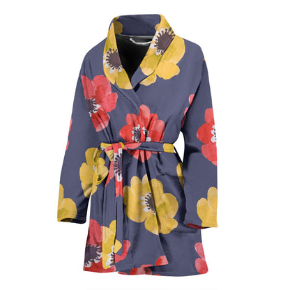 Anemone Pattern Print Design AM010 Women Bathrobe