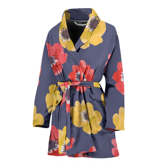 Anemone Pattern Print Design AM010 Women Bathrobe