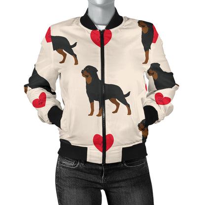 Rottweiler Pattern Print Design A02 Women's Bomber Jacket
