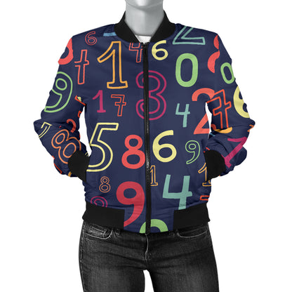 Number Pattern Print Design A01 Women's Bomber Jacket