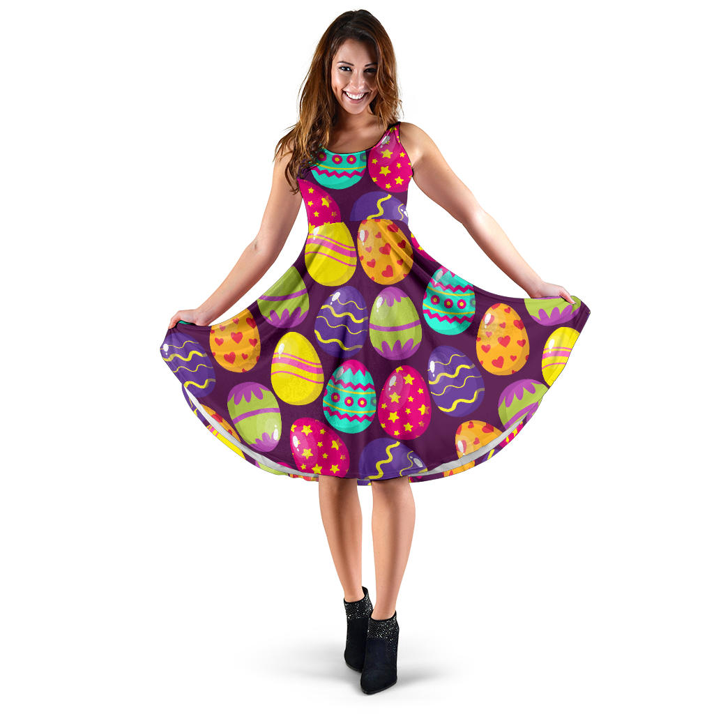 Easter Eggs Pattern Print Design RB04 Midi Dress