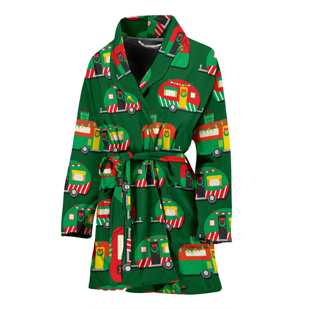 Camper Camping Christmas Themed Print Women Bathrobe