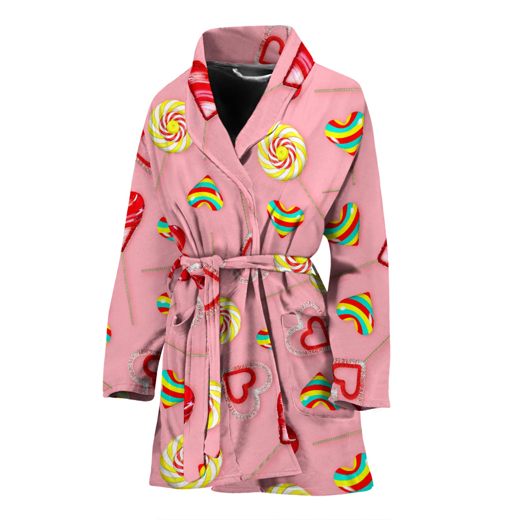 Lollipop Pattern Print Design LL05 Women Bathrobe