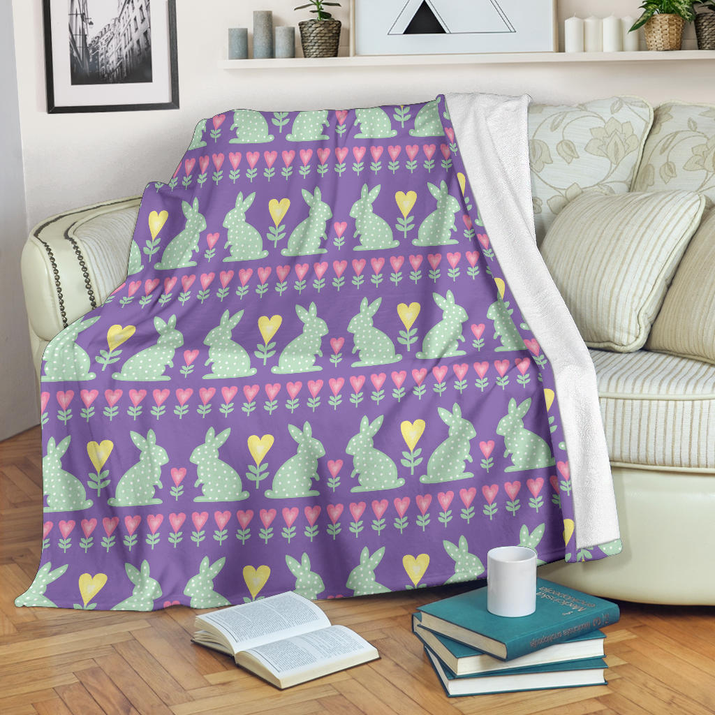 Rabbit Pattern Print Design RB01 Fleece Blanket