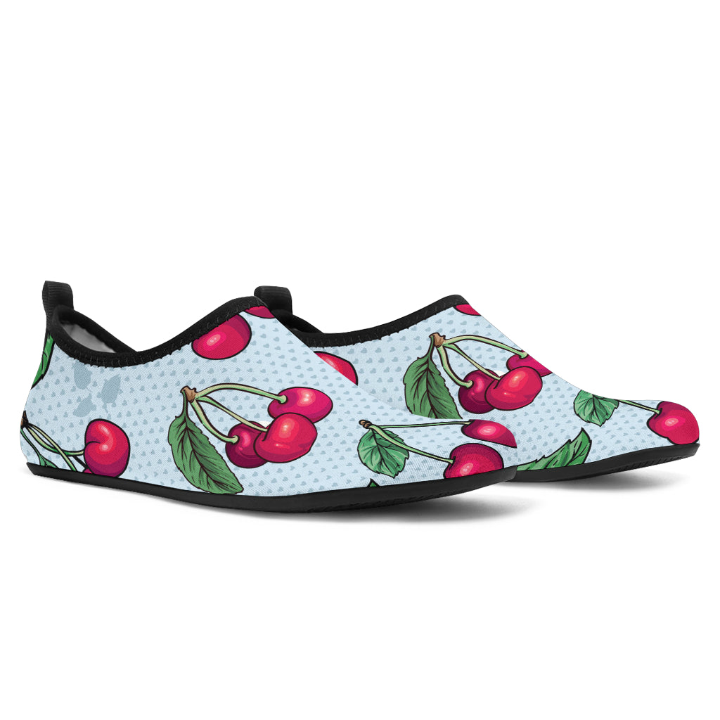 Cherry Pattern Print Design CH01 Aqua Water Shoes