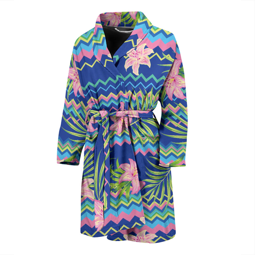 Lily Pattern Print Design LY015 Men Bathrobe