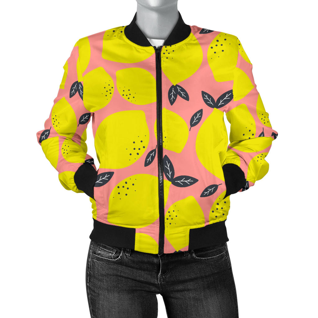 Lemon Pattern Print Design LM03 Women Bomber Jacket